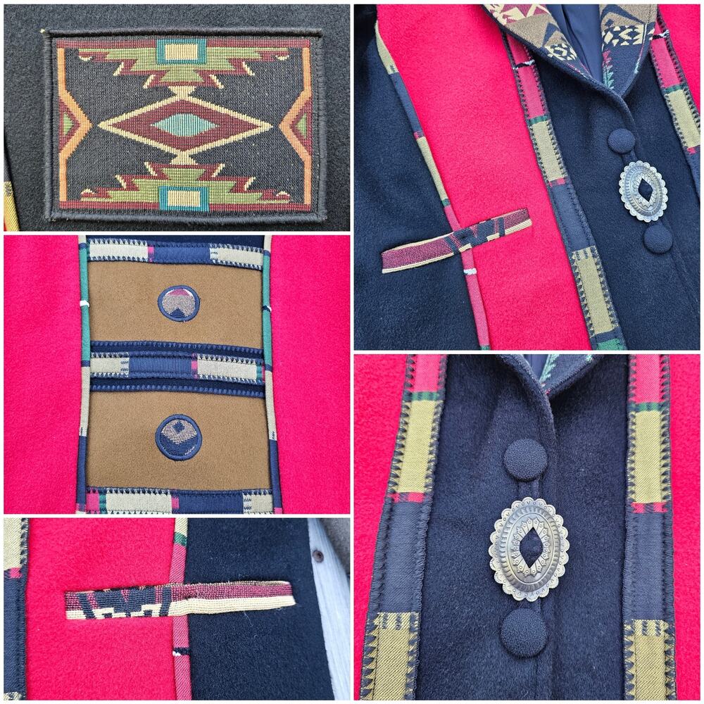 Western Wool Jacket Coloratura Size Small Snap Front Coat Woven Vintage 90s - Picture 5 of 11